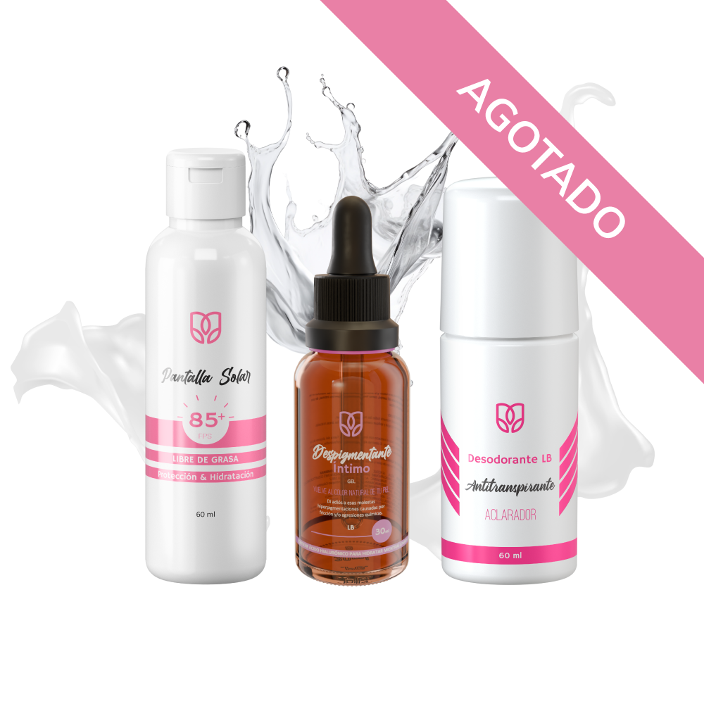 KIT AFRODITA: DESPIGMENTANTE INTIMO EN GEL +PANTALLA SOLAR + DESODORANTE ANTITRANSPIRANTE